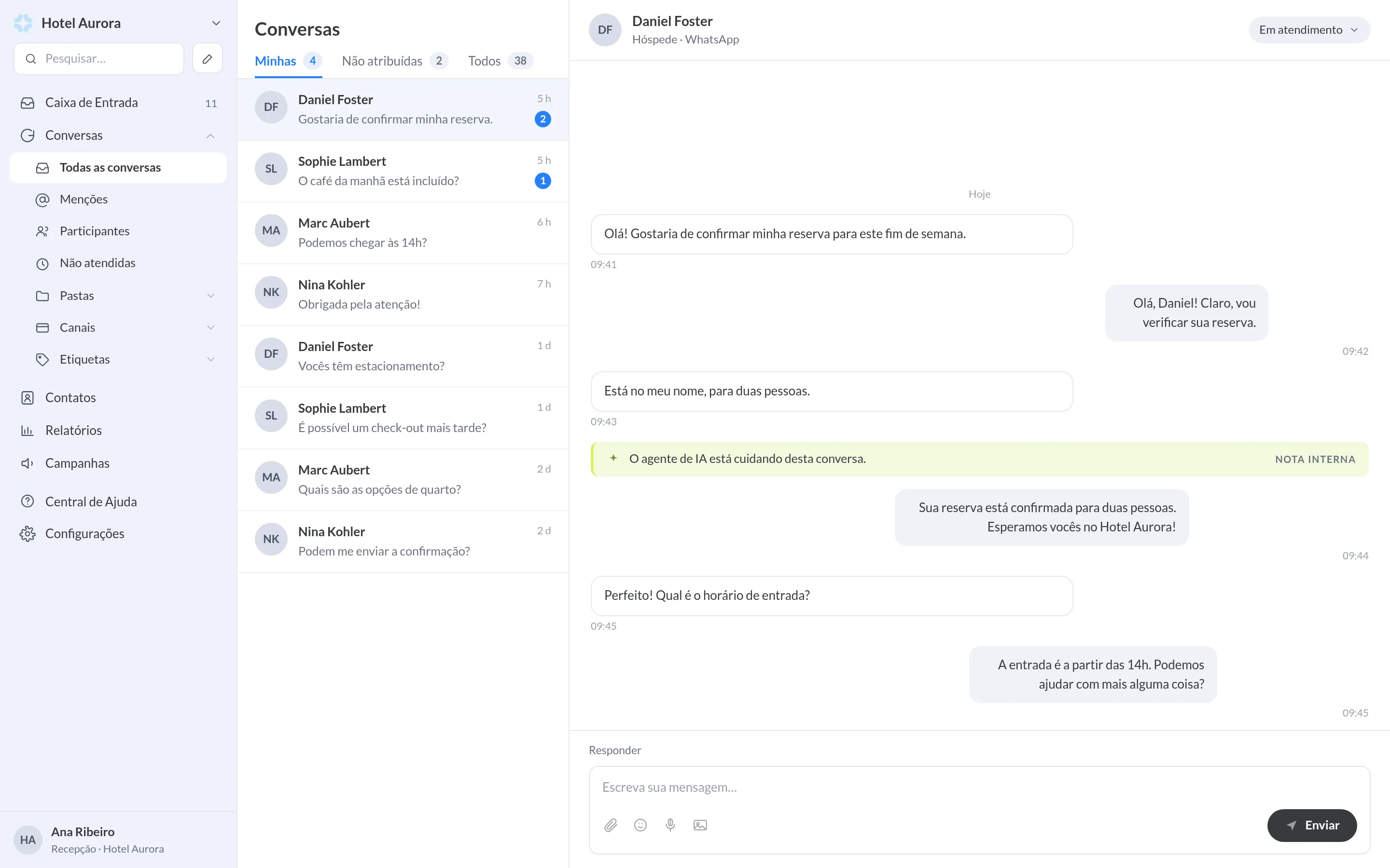 InnChat: Onde o agente responde